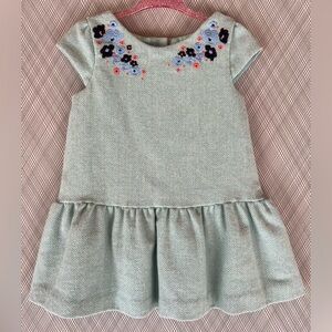 Janie and Jack - Blue herringbone tweed fabric wool peplum dress (Sz 12-18m)